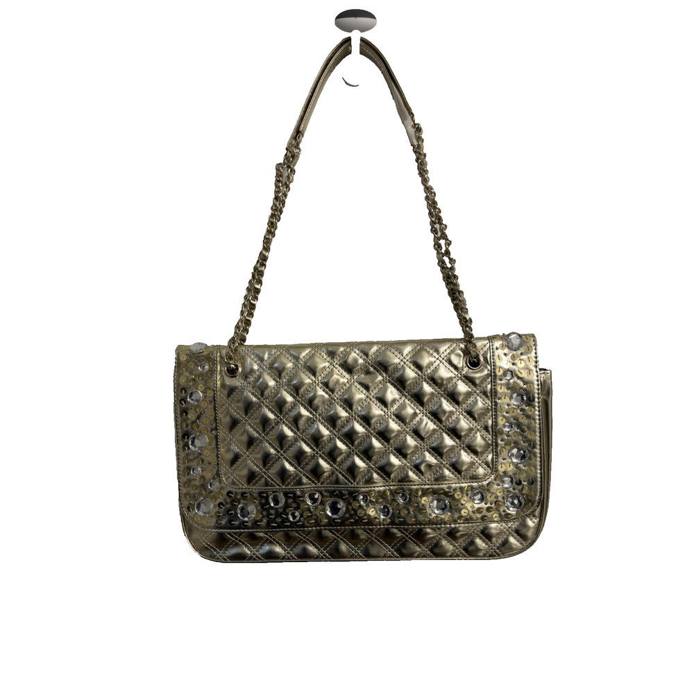 Joan Boyce Designer Purse Handbag Rhinestone Gold Crossbody Shoulder Glam Event‎